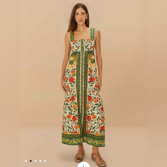 FARM Rio Dresses & Skirts - FARM Rio Floral Maxi Dress in Green, Red, Orange - RARE